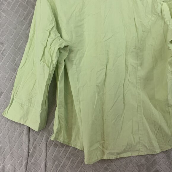 Quizz Again Womens L Shirt Light Green Button Up 3/4 Sleeve Eclectic Minimalist - Picture 14 of 16